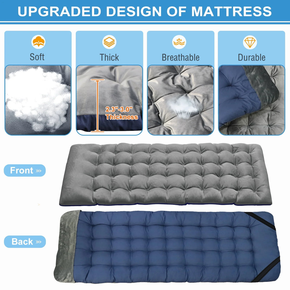 Folding Camping Cot with Mattress and Carry Bag R353974