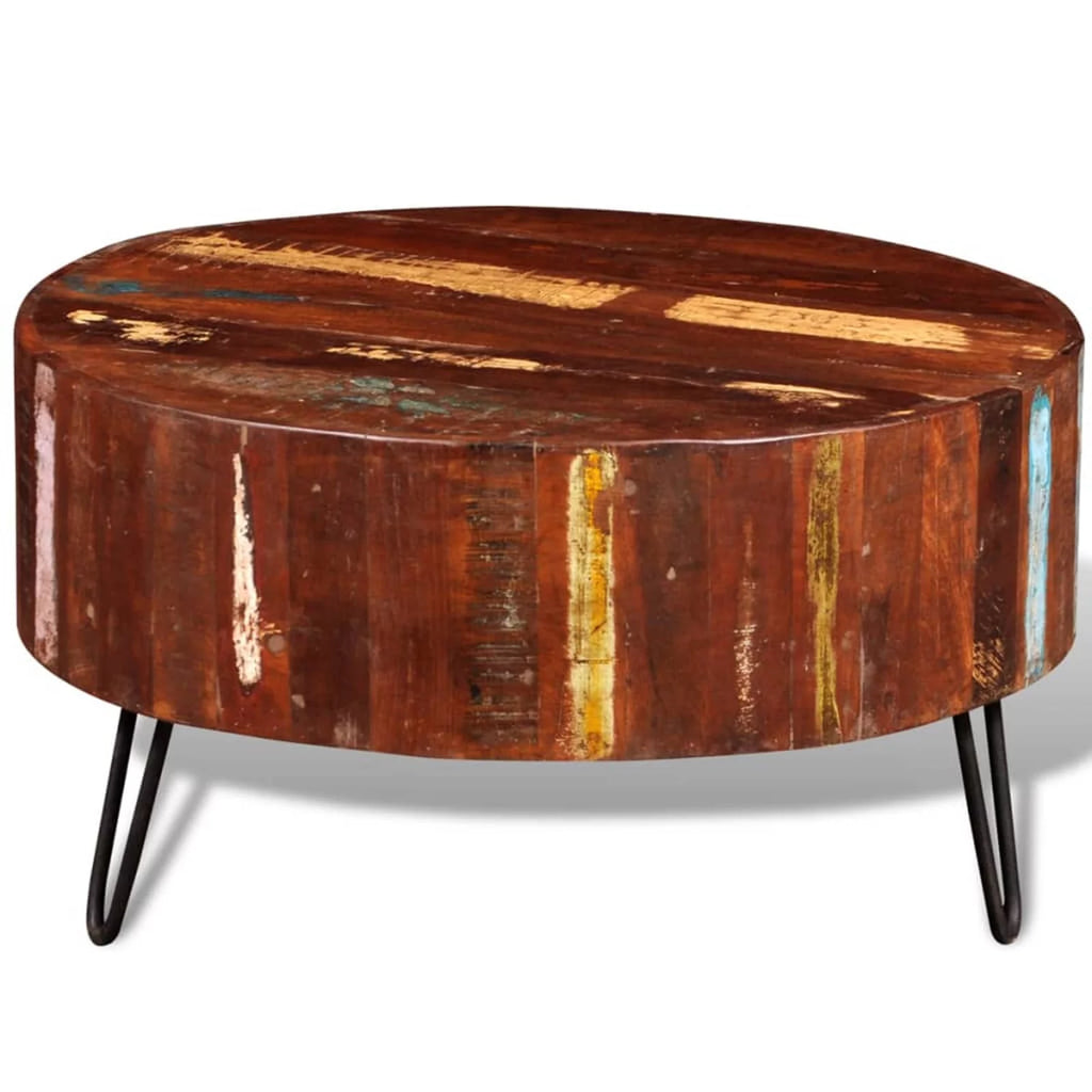 Solid Reclaimed Wood Round Coffee Table U90451