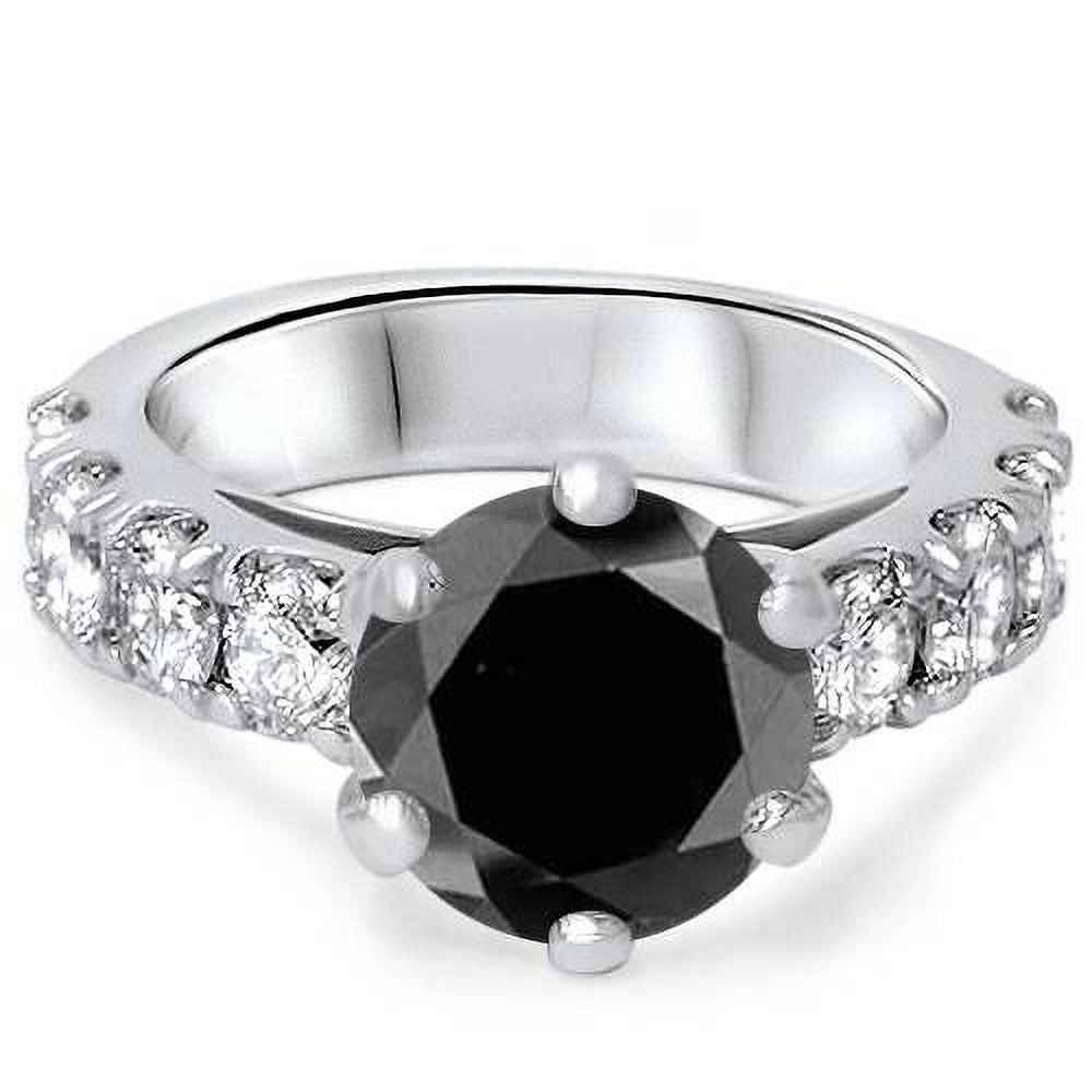 4 1/2 Carat Black & White Diamond Engagement Ring 14K White Gold Y479