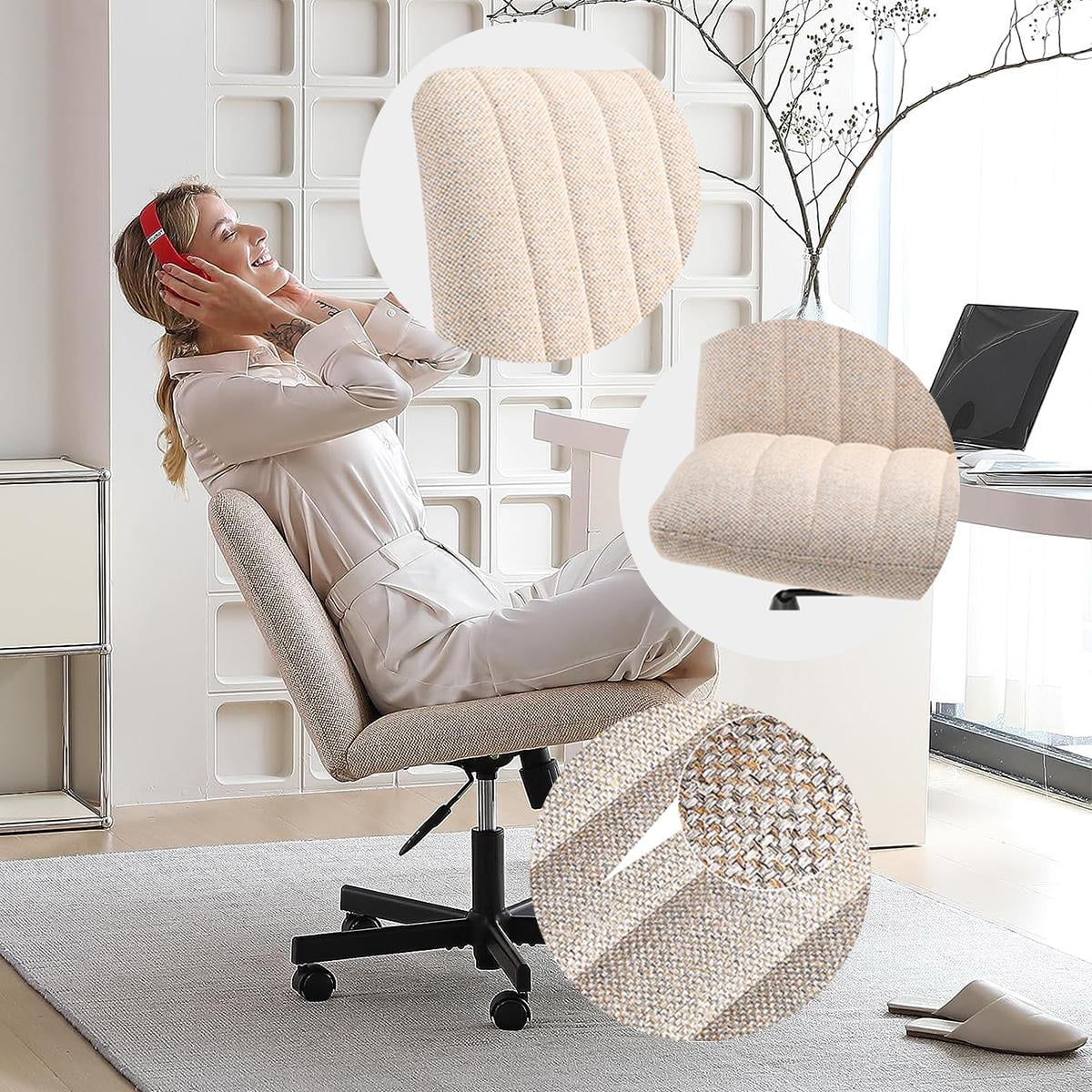 Wide Fabric Desk Chair H450723