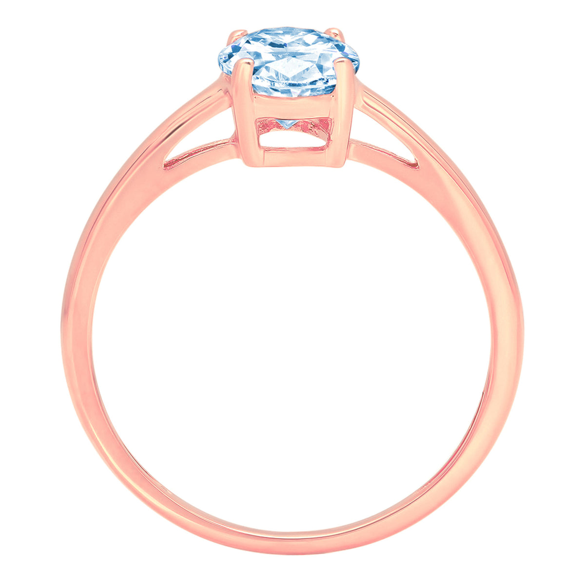 Oval Cut Blue Simulated Diamond 18k Rose Gold Ring Size 7 R93750
