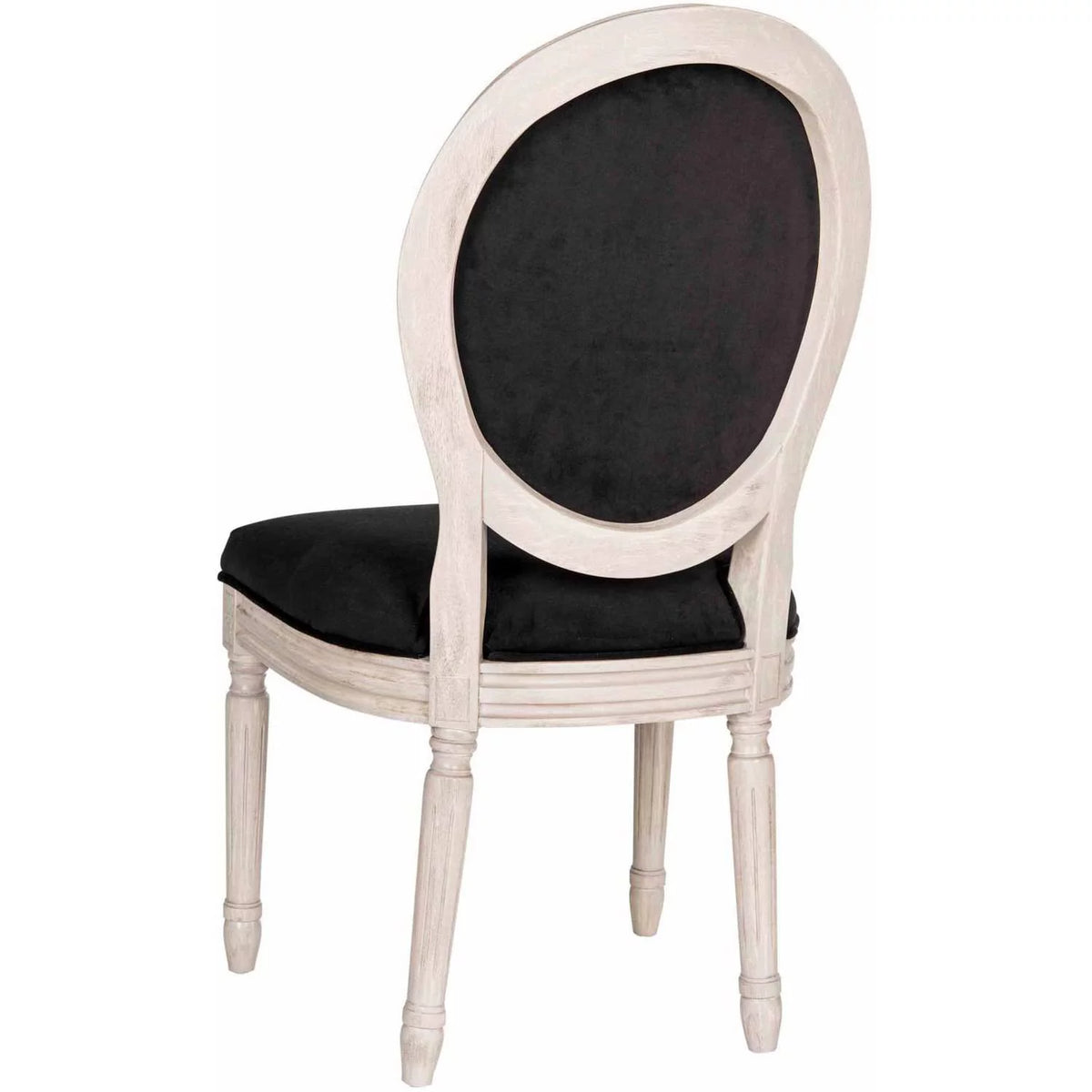 Rustic Grey Black Velvet Oval Side Chair Set of 2 B937