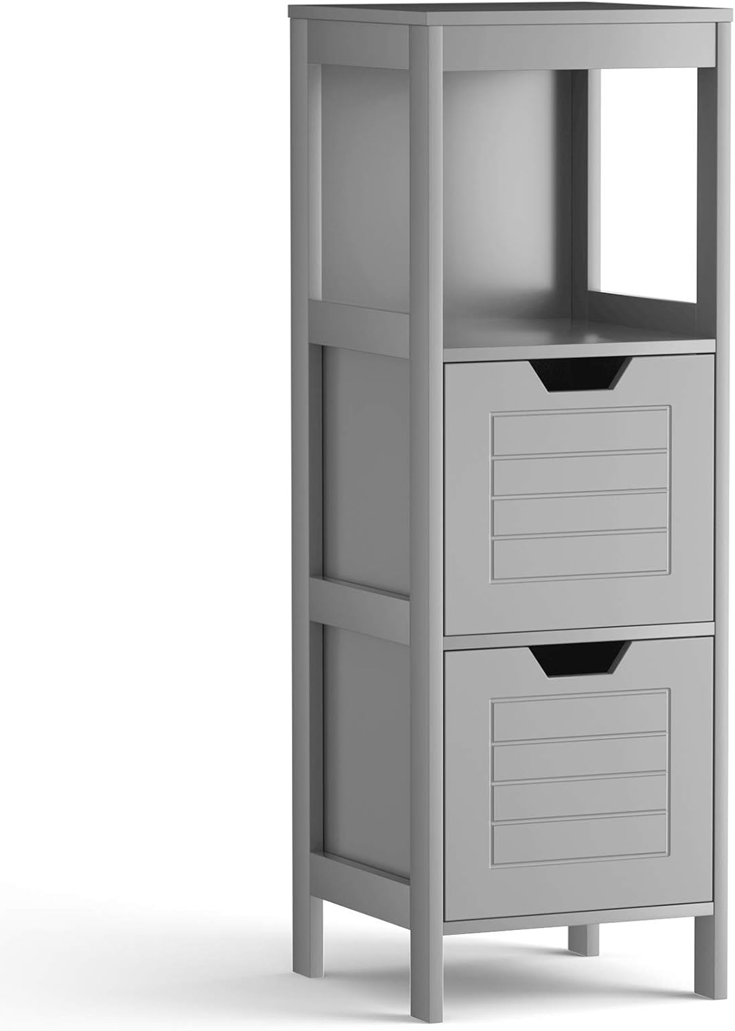 Black Wooden Bathroom Floor Cabinet with 2 Adjustable Drawers B213421