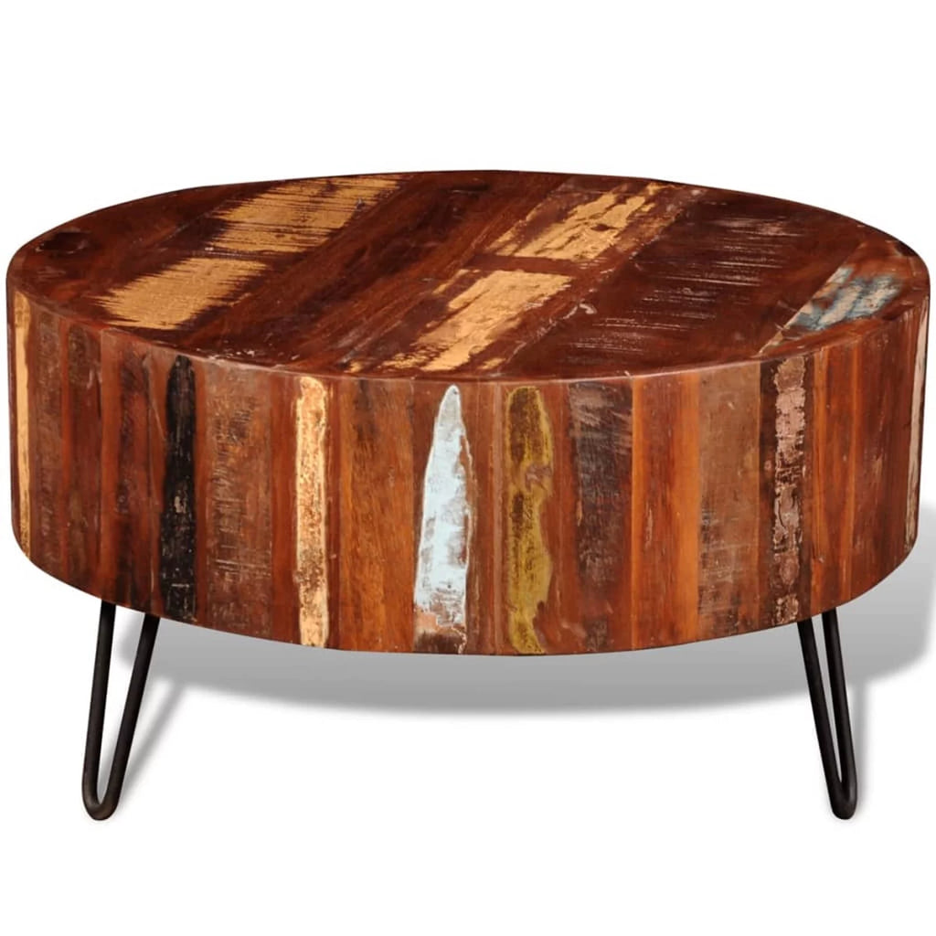 Solid Reclaimed Wood Round Coffee Table U90451