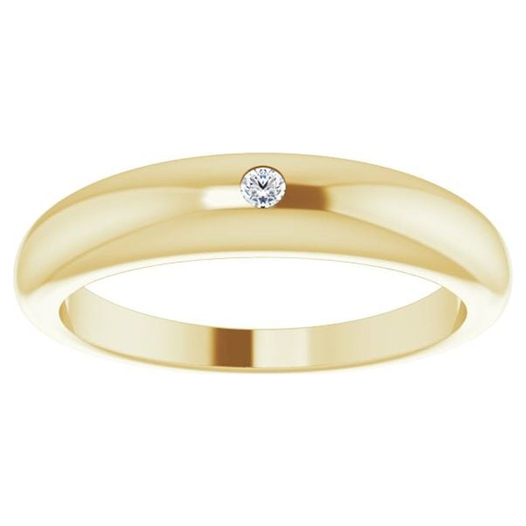 14k Yellow Gold Round 2mm Polished .03 Carat Diamond Petite Dome Ring Size 7 K752080