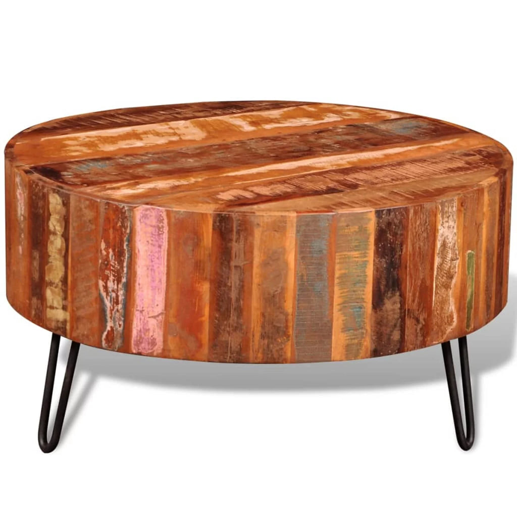 Solid Reclaimed Wood Round Coffee Table U90451