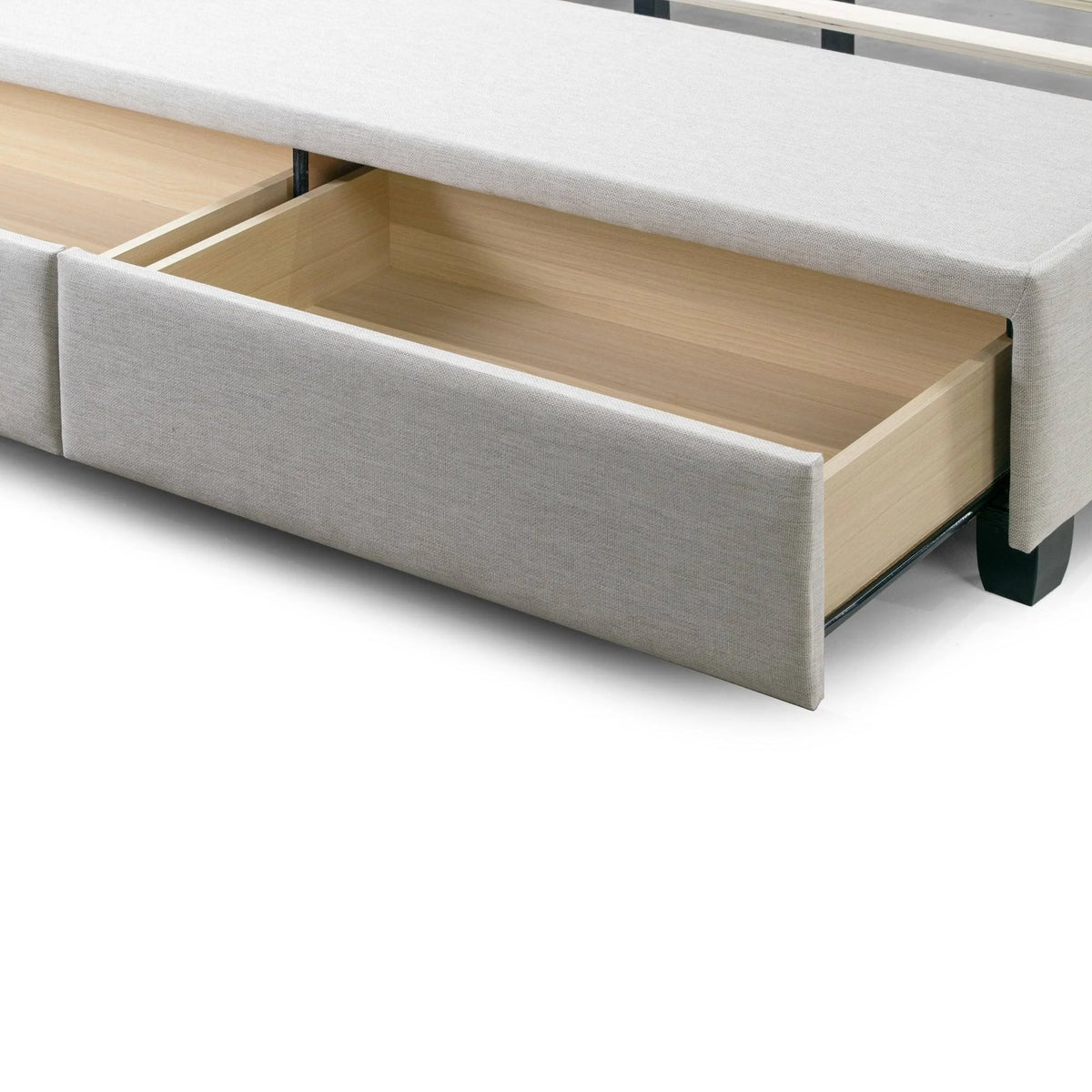 Beige Fabric Captain’s Bed with Two Drawers (King) A775953