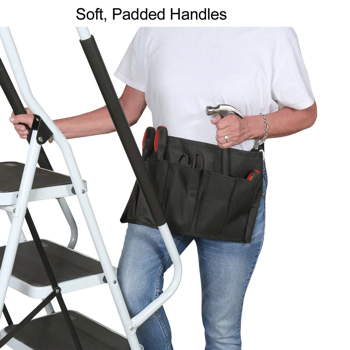 4 Step Ladder with Handrails Folding Step Stool 300 Lb. Capacity O791955