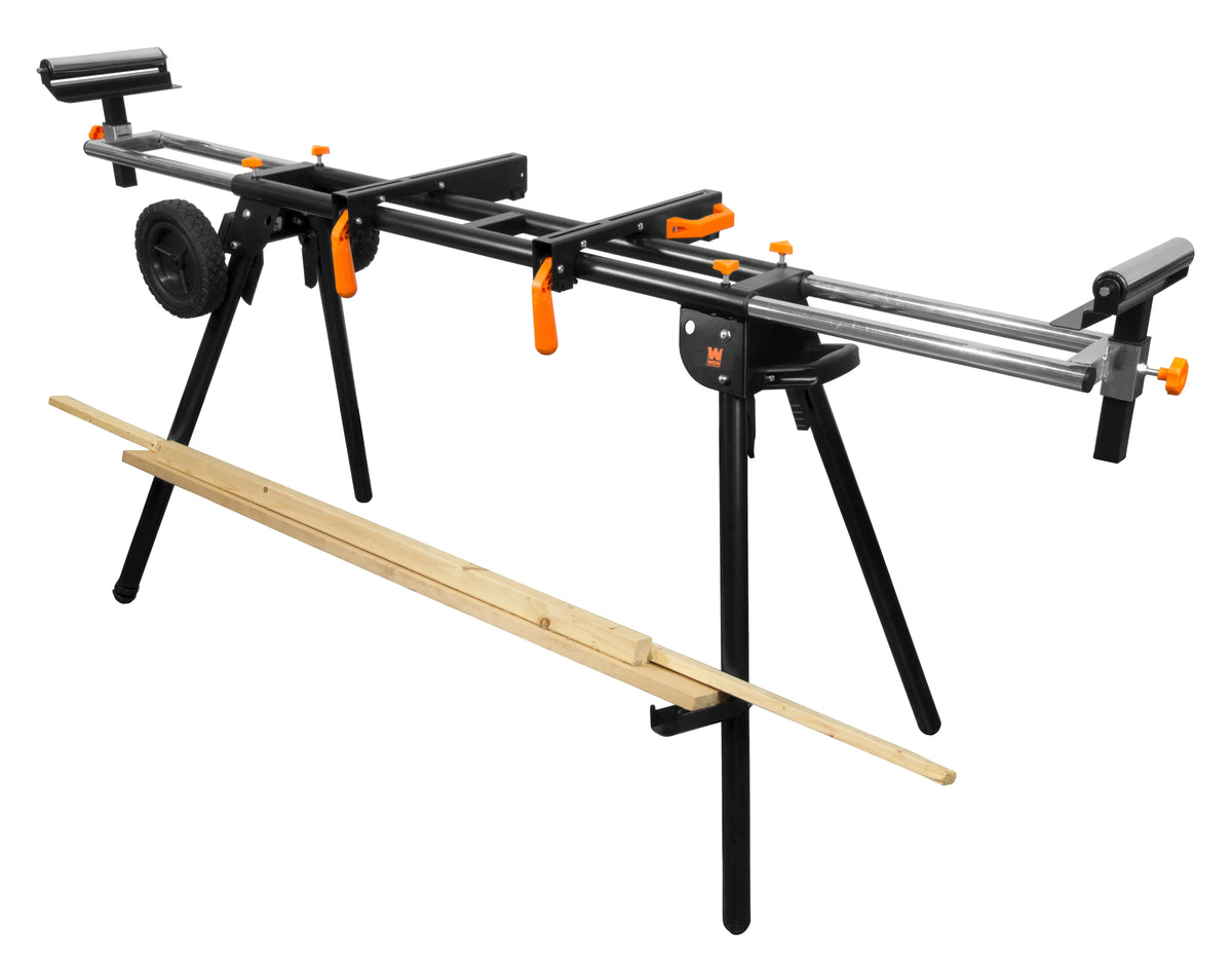 Collapsible Rolling Miter Saw Stand with 3 Onboard Outlets D453776
