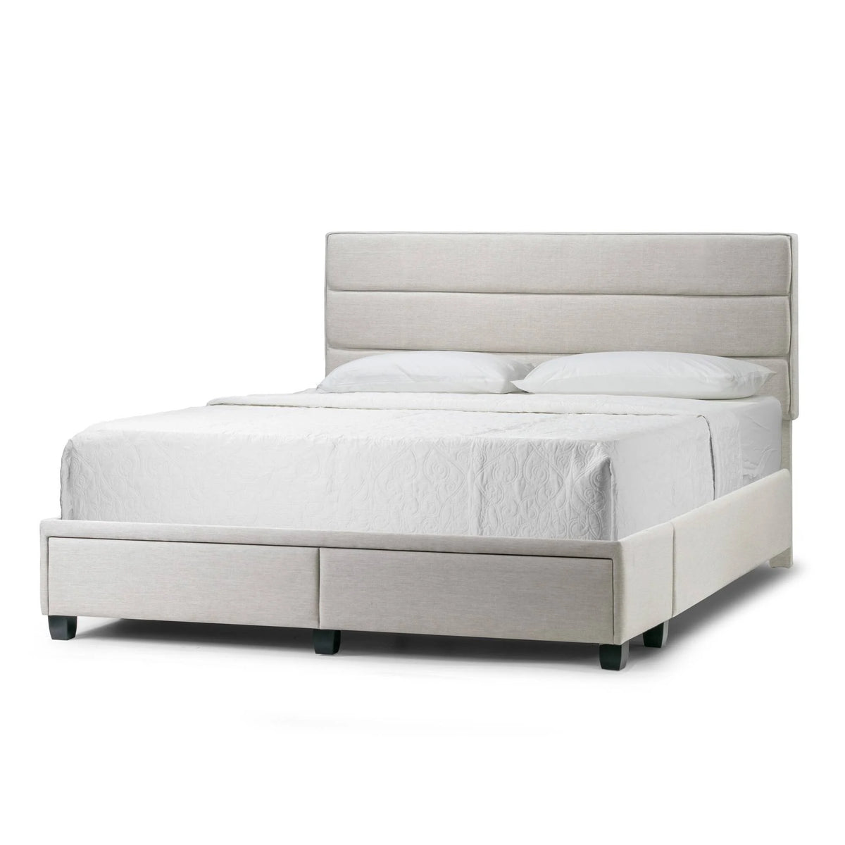 Beige Fabric Captain’s Bed with Two Drawers (King) A775953