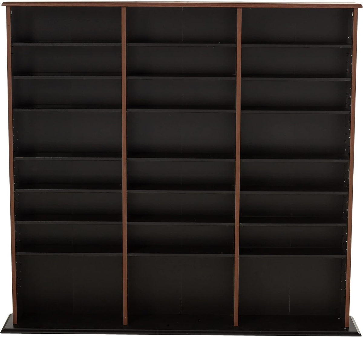 Triple Width Wall Storage Cabinet, Cherry and Black L3440