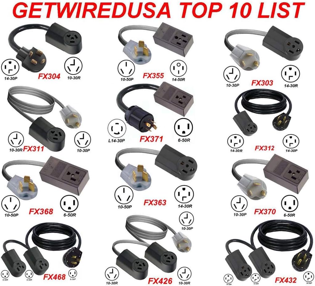 10-30P Male 3-Pin Plug To 10-50R Female 3-Prong Receptacle Adapter S615674