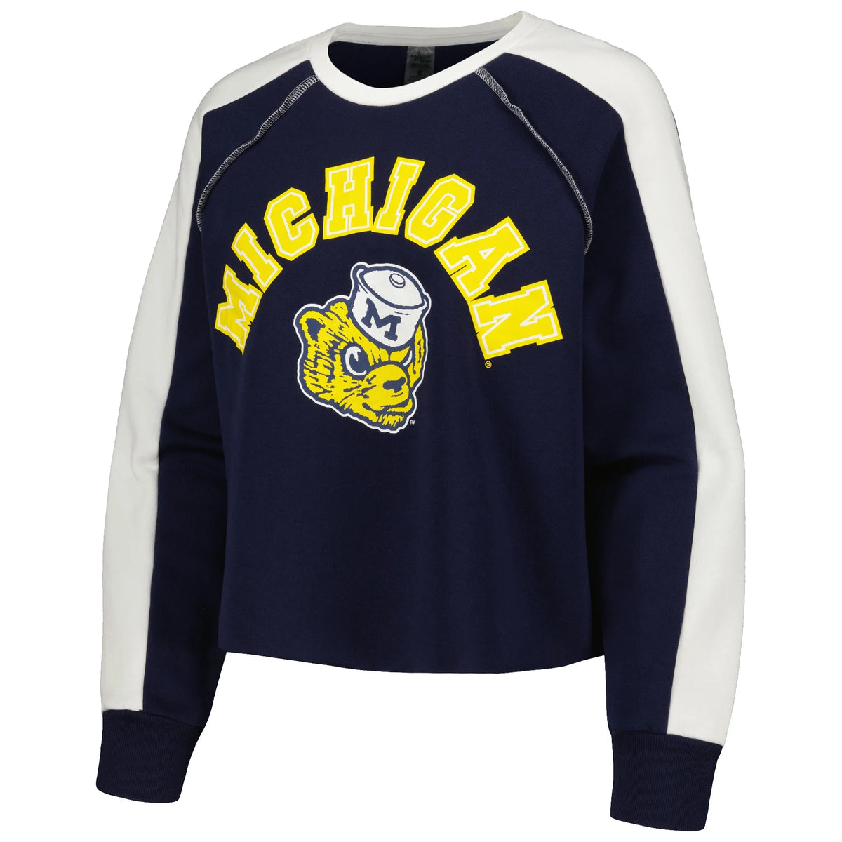 Navy Raglan-Cropped Pullover Sweatshirt L45668